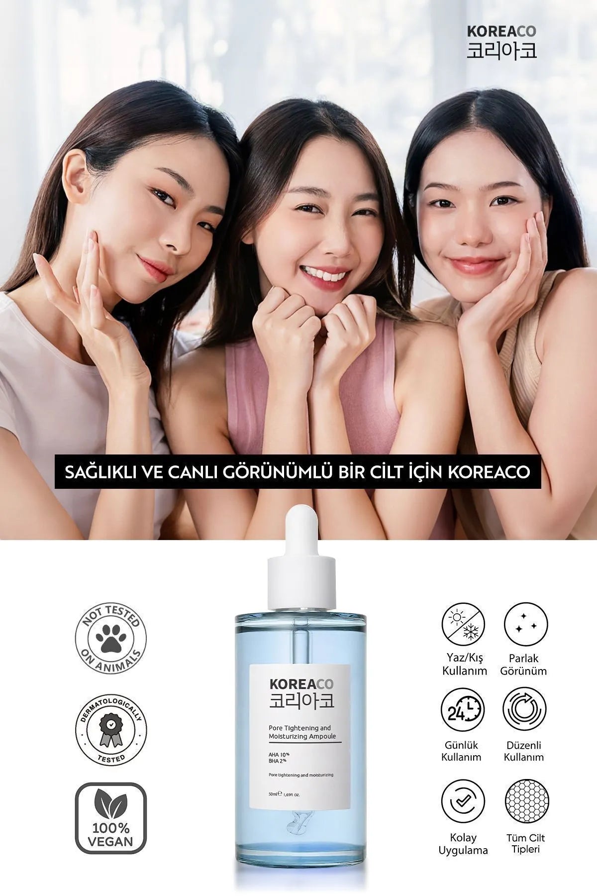 Aha & Bha Canlandırıcı & Gözenek Sıkılaştırıcı Ve Nemlendirici (AHA%10-BHA%2) Ampoule