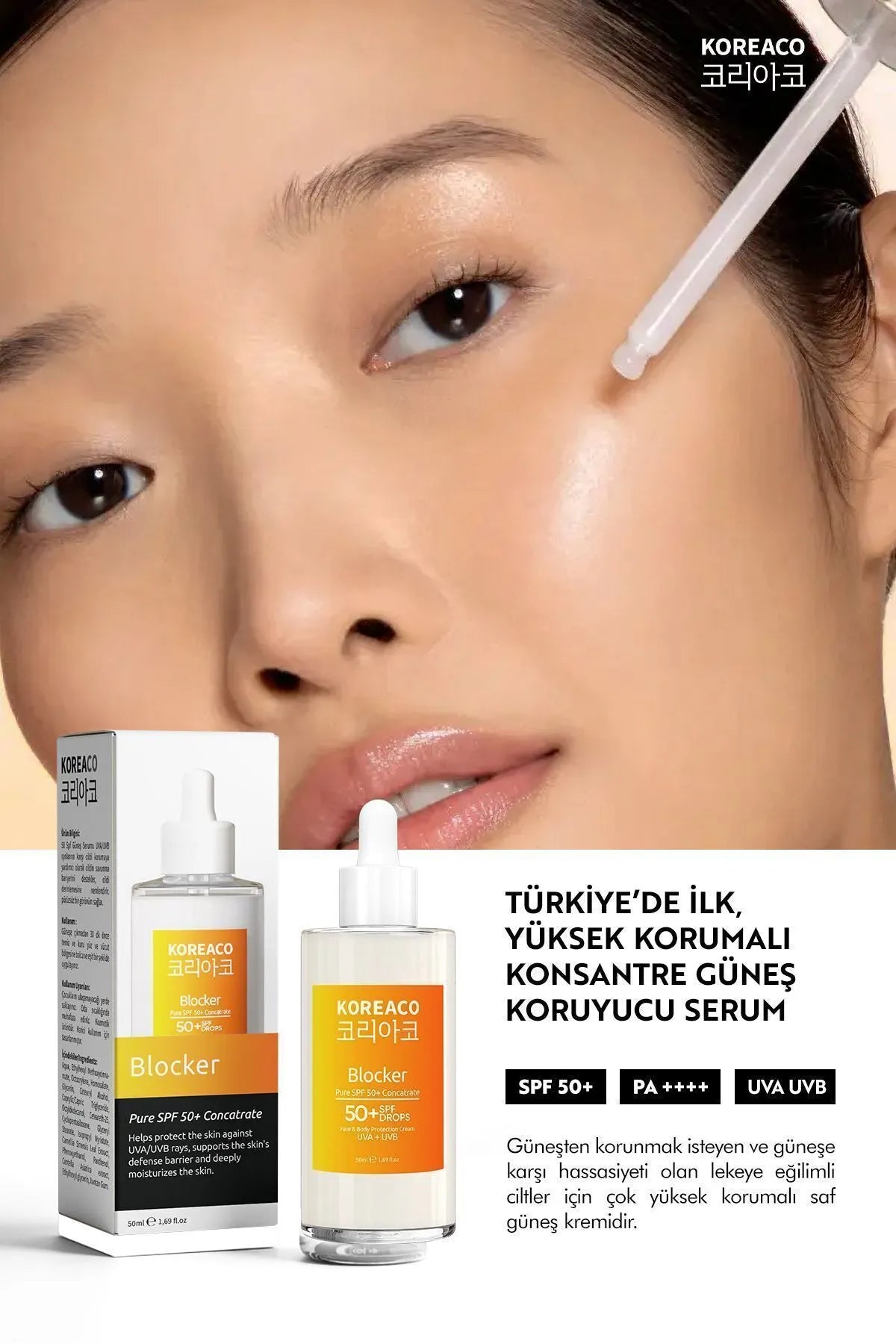 Blocker %100 Saf SPF 50+ Suya Dayanıklı Yüksek UVB+UVA Korumalı 50ml Güneş Serumu